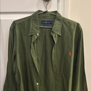 Ralph Lauren Olive Green Shirt with Orange Logo